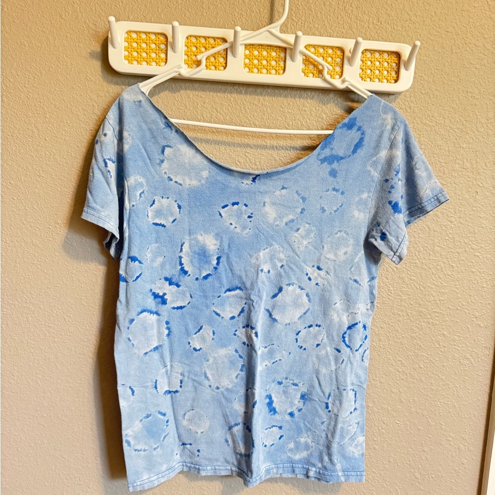 Blue Tie-Dye Women's one shoulder Top